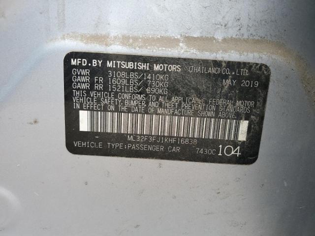 ML32F3FJ1KHF16838 - 2019 MITSUBISHI MIRAGE G4 ES SILVER photo 13