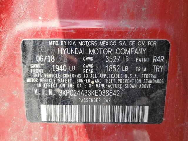 3KPC24A33KE038842 - 2019 HYUNDAI ACCENT SE წითელი ფოტო 13