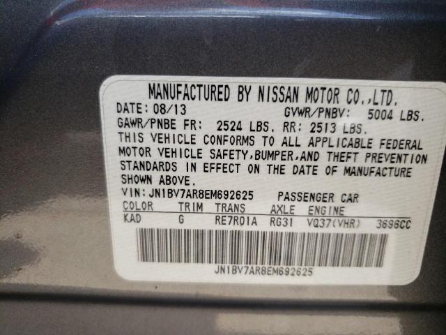 JN1BV7AR8EM692625 - 2014 INFINITI Q50 BASE GRAY photo 12