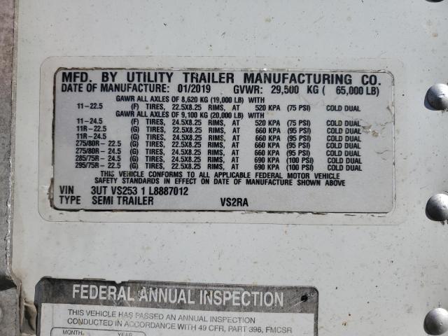 3UTVS2531L8887012 - 2020 UTILITY TRAILER Ağ foto 10