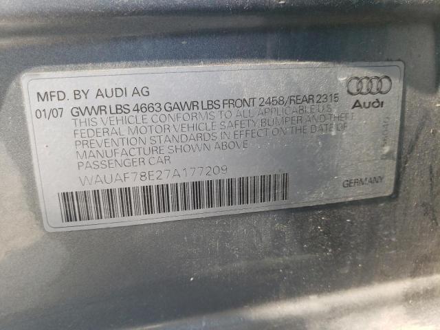 WAUAF78E27A177209 - 2007 AUDI A4 2 SILVER photo 13