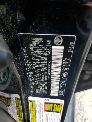 4T1T11AK8MU588658 - 2021 TOYOTA CAMRY SE BLUE photo 12