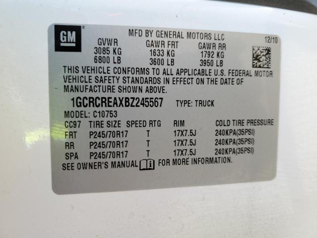 1GCRCREAXBZ245567 - 2011 CHEVROLET SILVERADO C1500  LS WHITE photo 12