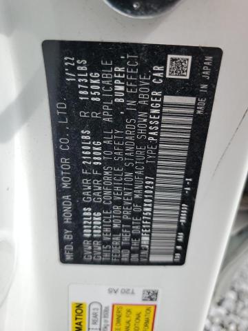 JHMFE1F75NX010297 - 2022 HONDA CIVIC EX WHITE photo 13