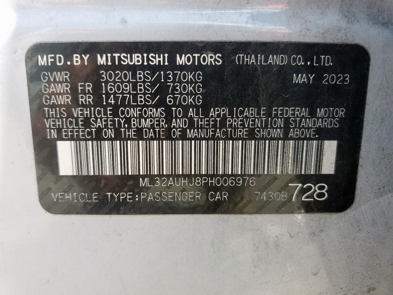 ML32AUHJ8PH006976 - 2023 MITSUBISHI MIRAGE ES Ақ фото 13