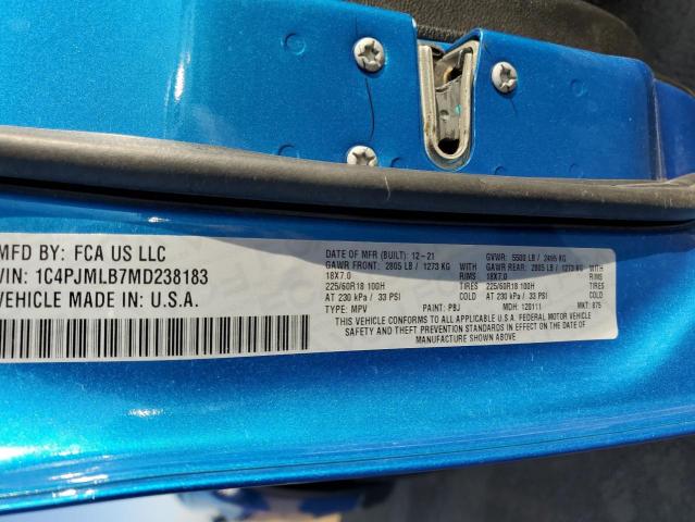 1C4PJMLB7MD238183 - 2021 JEEP CHEROKEE LATITUDE PLUS BLUE photo 13