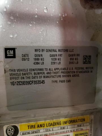 1G1ZC5E09CF353545 - 2012 CHEVROLET MALIBU 1LT 银色 照片 12