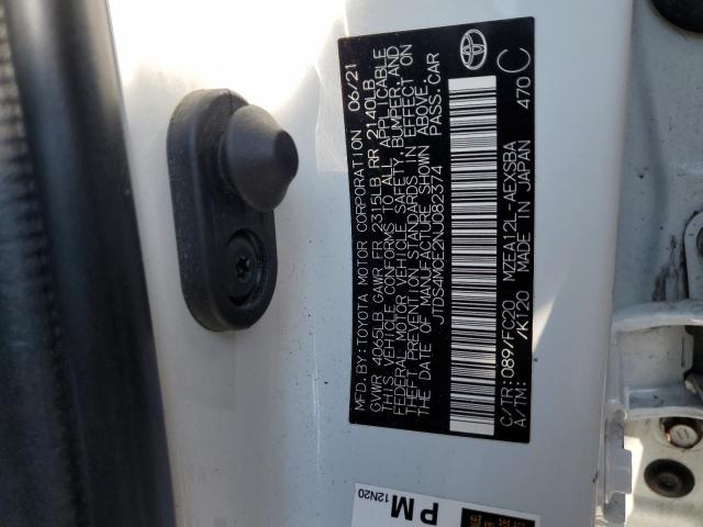 JTDS4MCE2NJ082374 - 2022 TOYOTA COROLLA SE WHITE photo 12