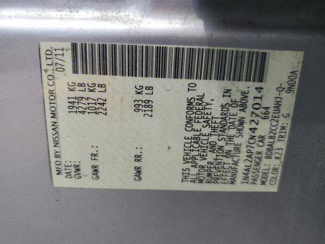 1N4AL2AP7CN427014 - 2012 NISSAN ALTIMA BASE 银色 照片 12