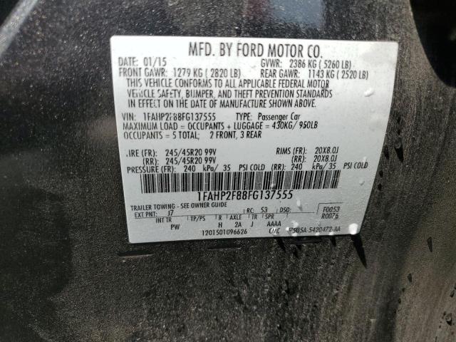 1FAHP2F88FG137555 - 2015 FORD TAURUS LIMITED GRAY photo 12