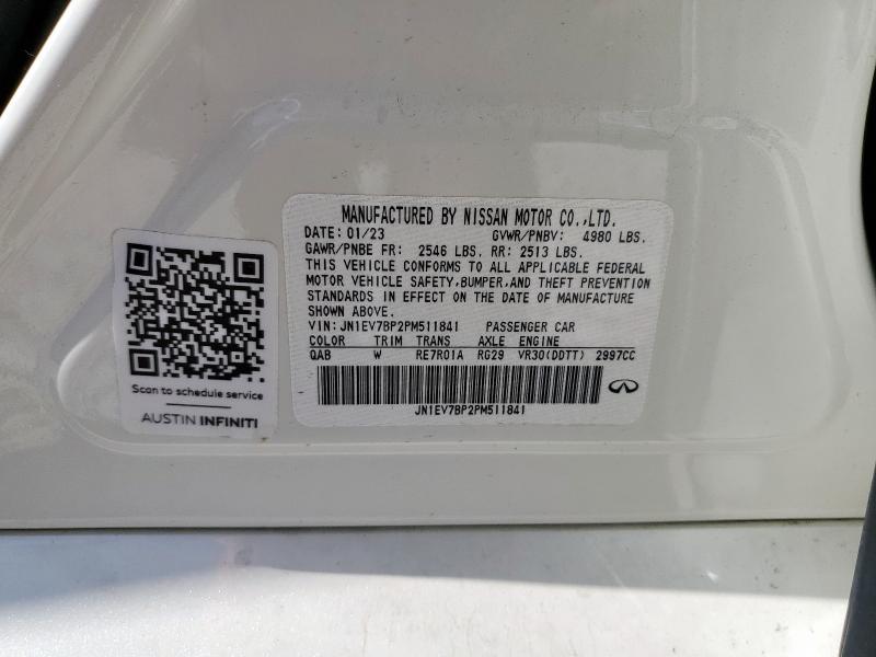 JN1EV7BP2PM511841 - 2023 INFINITI Q50 LUXE WHITE photo 13