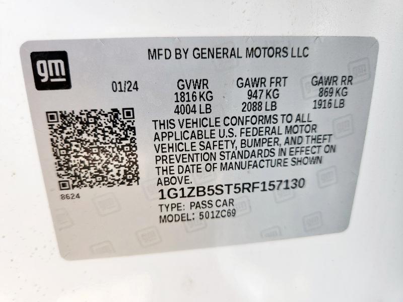 1G1ZB5ST5RF157130 - 2024 CHEVROLET MALIBU LS Ağ foto 12