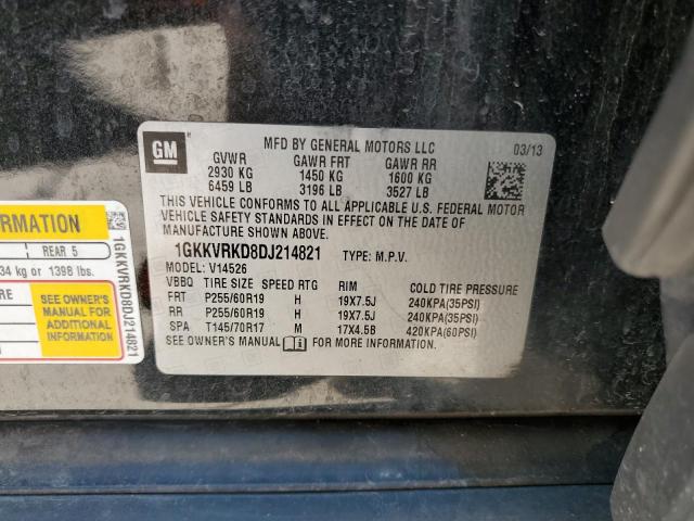 1GKKVRKD8DJ214821 - 2013 GMC ACADIA SLT-1 灰色 照片 14