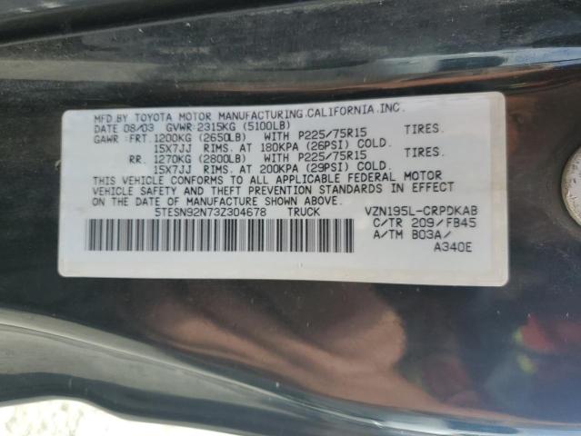 5TESN92N73Z304678 - 2003 TOYOTA TACOMA XTRACAB PRERUNNER 黑色 照片 13