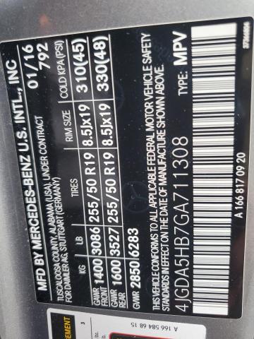 4JGDA5HB7GA711308 - 2016 MERCEDES-BENZ GLE 350 4MATIC SILVER photo 13