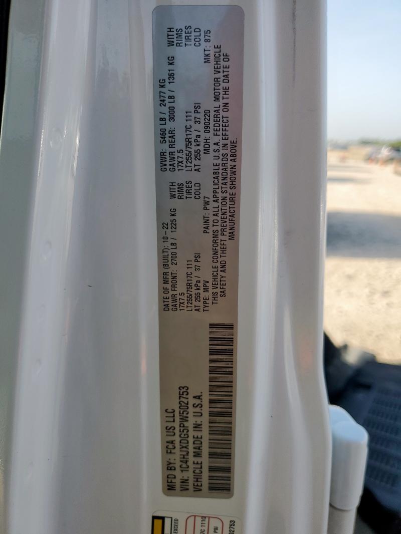 1C4HJXDG5PW502753 - 2023 JEEP WRANGLER SPORT 白色 照片 14