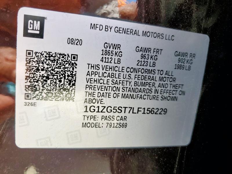 1G1ZG5ST7LF156229 - 2020 CHEVROLET MALIBU RS BURGUNDY photo 12