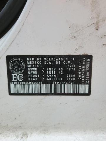 3VWE57BUXKM045458 - 2019 VOLKSWAGEN JETTA SEL 白色 照片 12