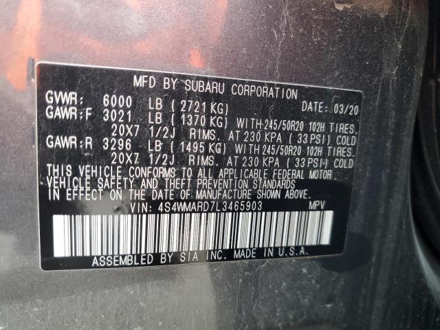 4S4WMARD7L3465903 - 2020 SUBARU ASCENT TOURING GRAY photo 13