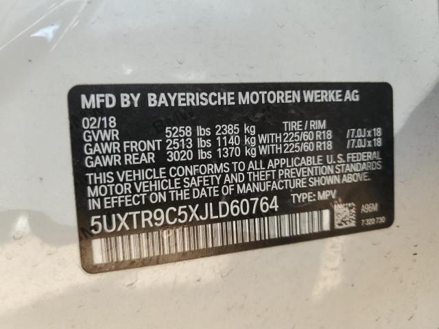 5UXTR9C5XJLD60764 - 2018 BMW X3 XDRIVE30I WHITE photo 13
