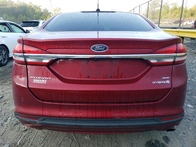 3FA6P0LU9JR135568 - 2018 FORD FUSION SE HYBRID RED photo 6