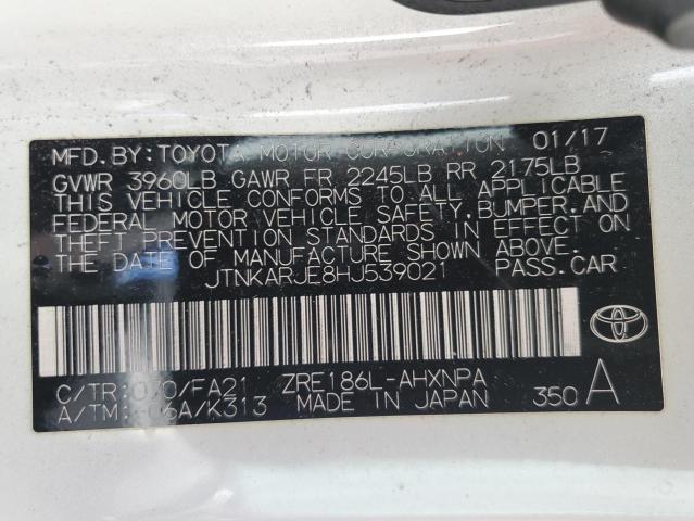 JTNKARJE8HJ539021 - 2017 TOYOTA COROLLA IM WHITE photo 13