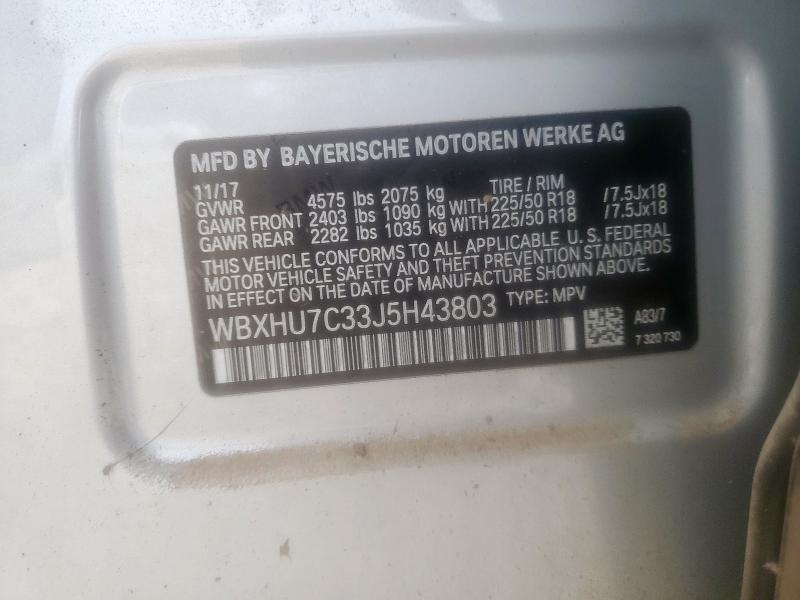 WBXHU7C33J5H43803 - 2018 BMW X1 SDRIVE28I SILVER photo 13