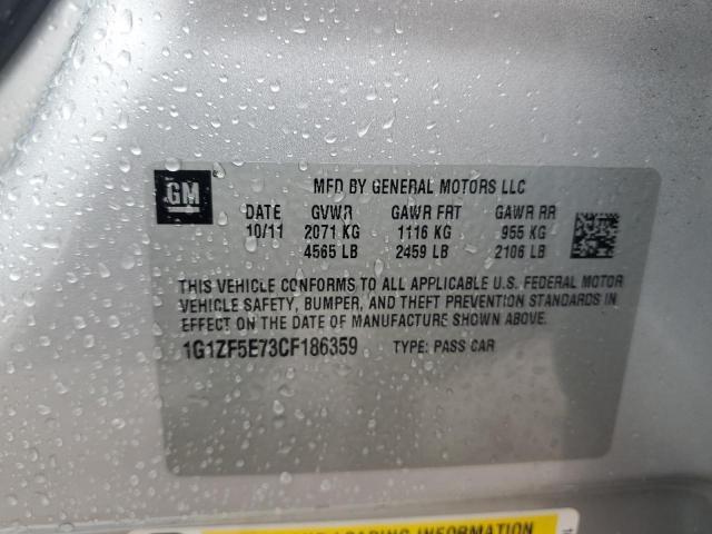 1G1ZF5E73CF186359 - 2012 CHEVROLET MALIBU 3LT ვერცხლისფერი ფოტო 12