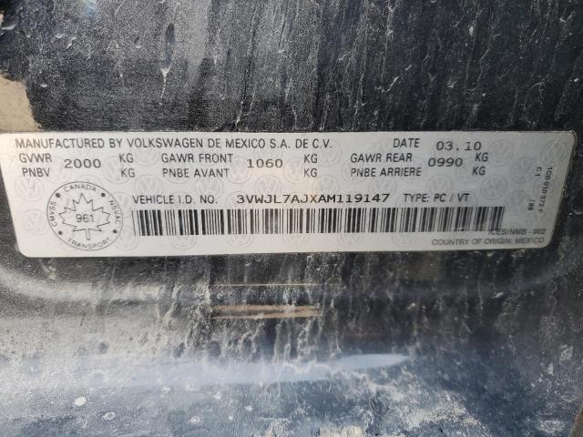 3VWJL7AJXAM119147 - 2010 VOLKSWAGEN JETTA TDI BLACK photo 12