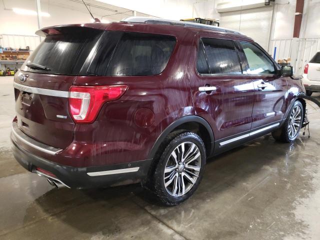 1FM5K8HT6JGA68336 - 2018 FORD EXPLORER PLATINUM MAROON photo 3