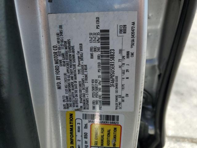 3FA6P0SU5ER158823 - 2014 FORD FUSION TITANIUM PHEV SILVER photo 12