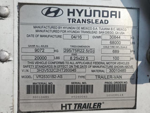 3H3V532C2HT260045 - 2017 HYUNDAI TRAILER WHITE photo 10