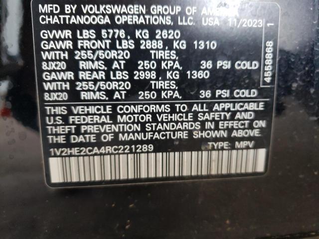 1V2HE2CA4RC221289 - 2024 VOLKSWAGEN ATLAS CROS SE Noir photo 13