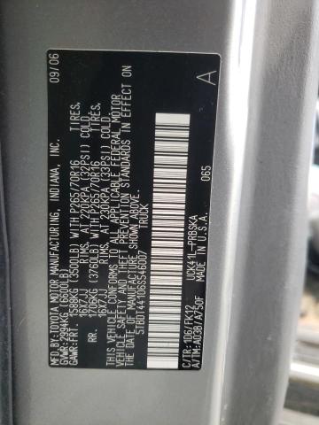 5TBDT44106S546007 - 2006 TOYOTA TUNDRA DOUBLE CAB SR5 SILVER photo 12