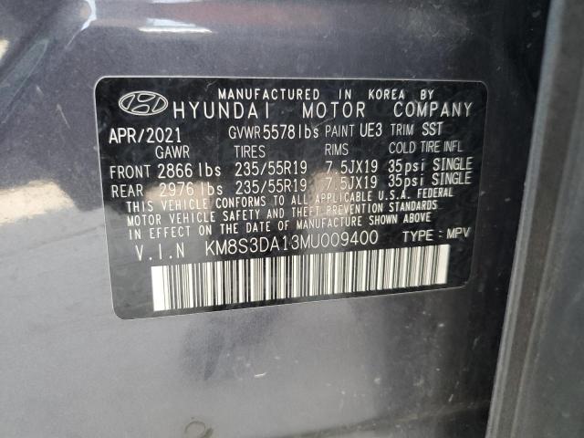 KM8S3DA13MU009400 - 2021 HYUNDAI SANTA FE SEL PREMIUM GRAY photo 13