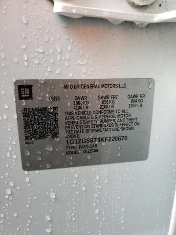 1G1ZG5ST3KF220670 - 2019 CHEVROLET MALIBU RS WHITE photo 12