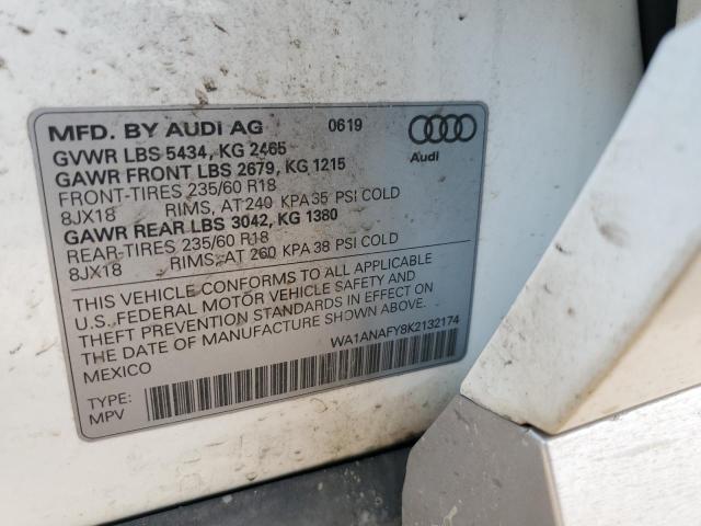 WA1ANAFY8K2132174 - 2019 AUDI Q5 PREMIUM WHITE photo 14