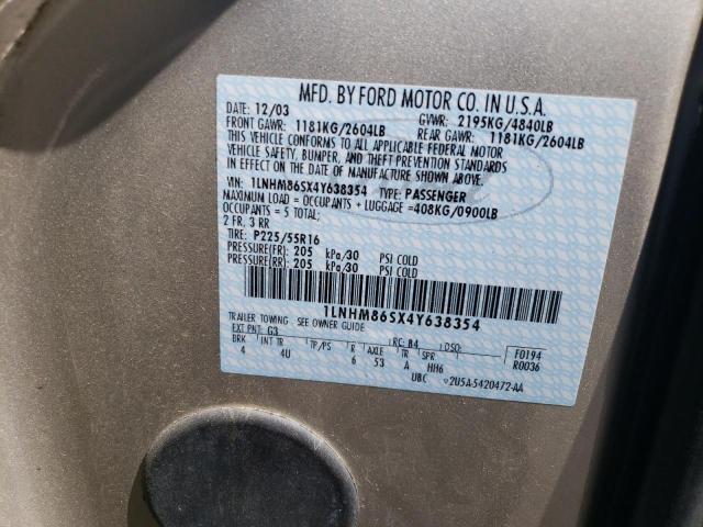 1LNHM86SX4Y638354 - 2004 LINCOLN LS GOLD photo 12