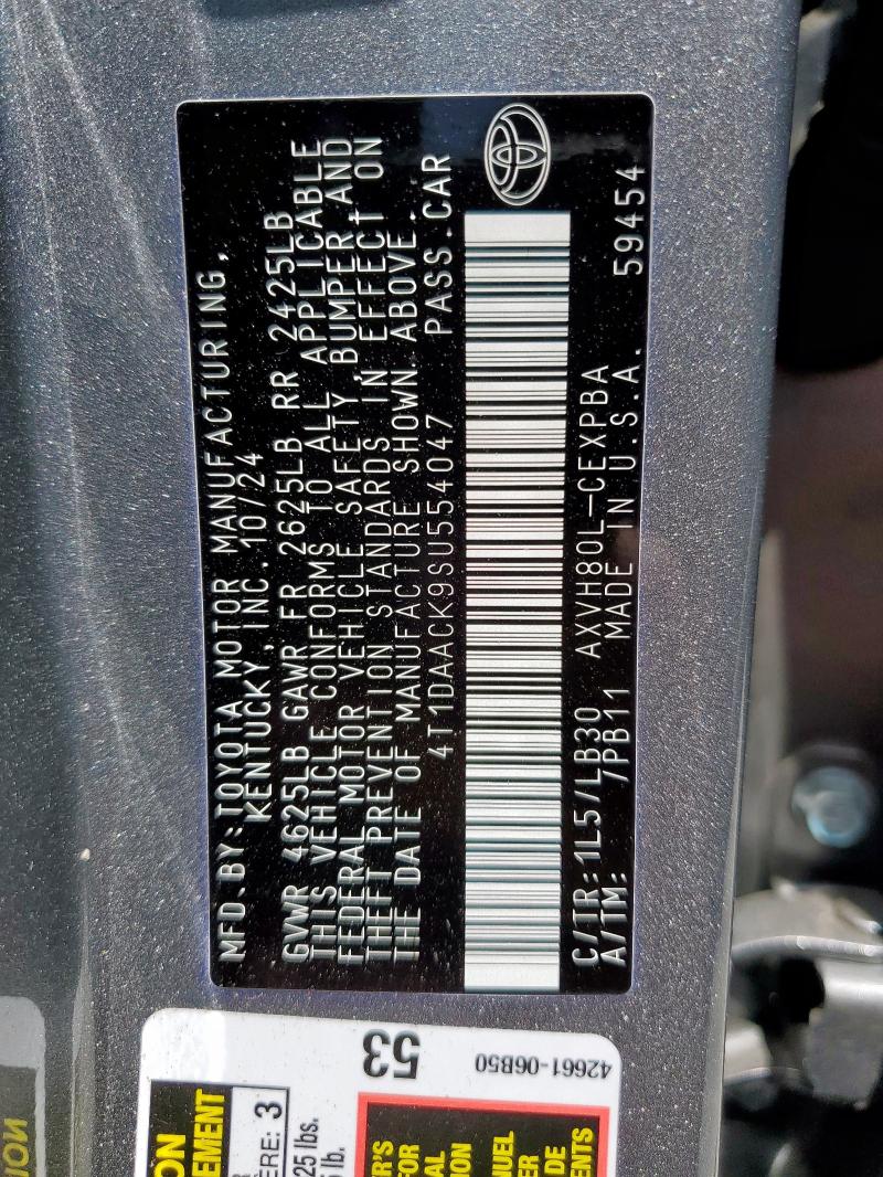 4T1DAACK9SU554047 - 2025 TOYOTA CAMRY XSE GRAY photo 13