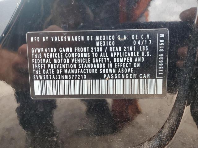 3VW2B7AJ2HM377213 - 2017 VOLKSWAGEN JETTA S BLACK photo 12