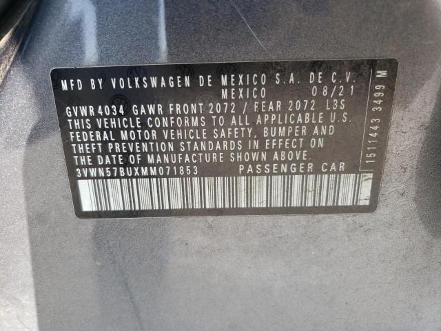 3VWN57BUXMM071853 - 2021 VOLKSWAGEN JETTA S GRAY photo 12