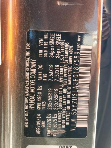 5XYZU3LA3EG187589 - 2014 HYUNDAI SANTA FE S Gris photo 12