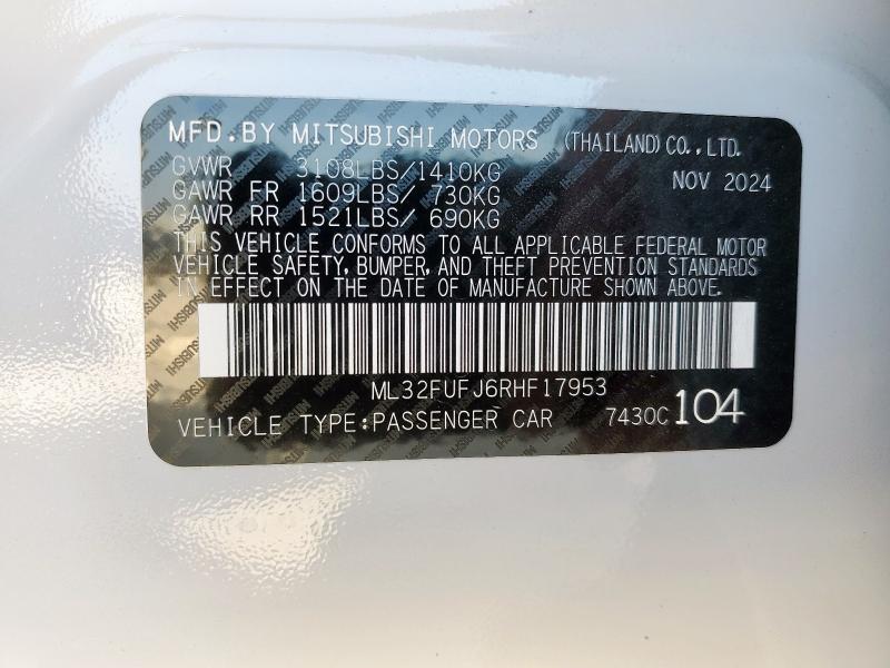 ML32FUFJ6RHF17953 - 2024 MITSUBISHI MIRAGE G4 ES SILVER photo 12