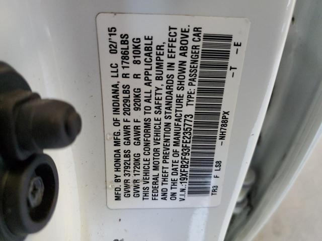 19XFB2F93FE235773 - 2015 HONDA CIVIC EXL WHITE photo 13