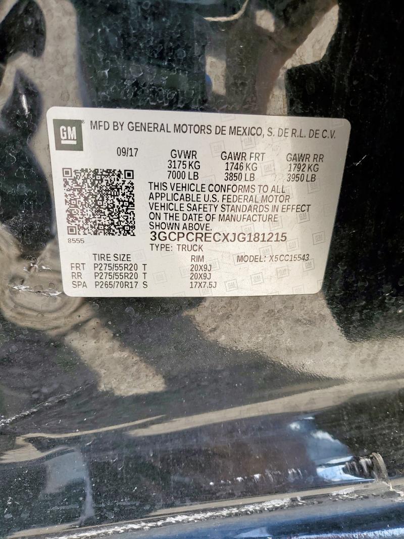 3GCPCRECXJG181215 - 2018 CHEVROLET SILVERADO C1500 LT BLACK photo 12