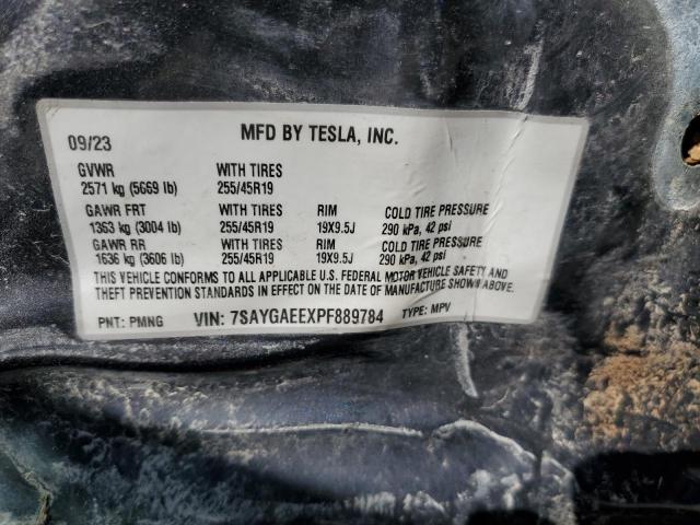 7SAYGAEEXPF889784 - 2023 TESLA MODEL Y GRAY photo 14