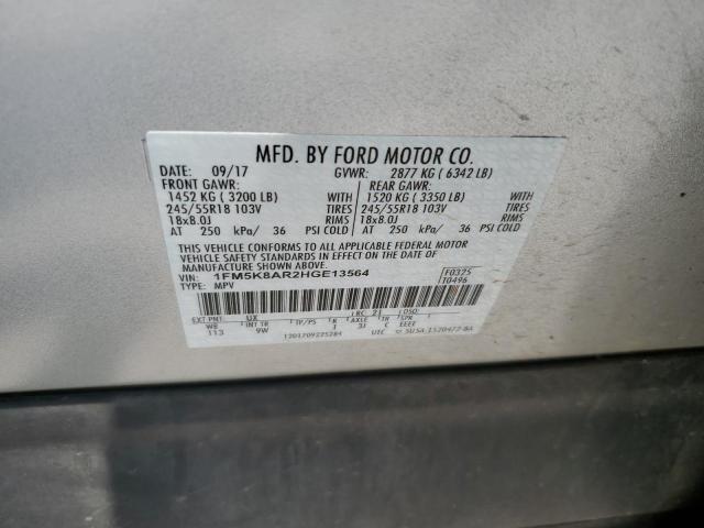 1FM5K8AR2HGE13564 - 2017 FORD EXPLORER POLICE INTERCEPTOR SILVER photo 12