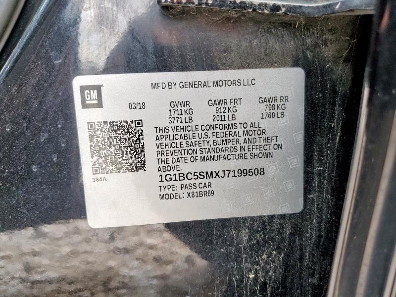 1G1BC5SMXJ7199508 - 2018 CHEVROLET CRUZE LS 黑色 照片 12