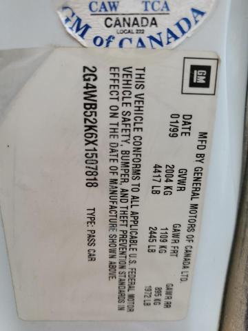 2G4WB52K6X1507818 - 1999 BUICK REGAL LS 白色 照片 13