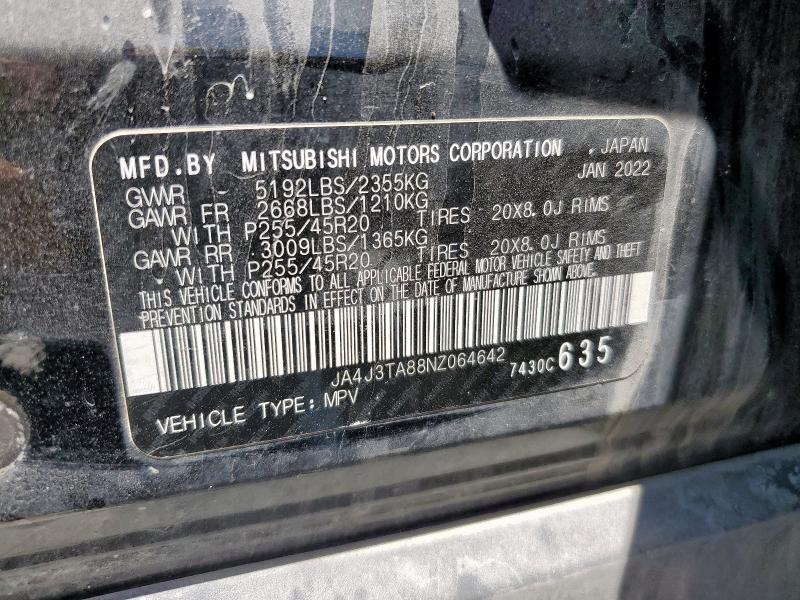 JA4J3TA88NZ064642 - 2022 MITSUBISHI OUTLANDER ES BLACK photo 13